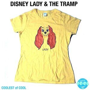 Disney Lady and the Tramp Ladys Face Sketch womens size medium yellow T-Shirt